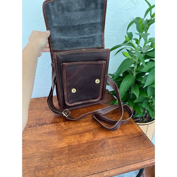 Genuine leather crossbody messenger bag purse handmade - Picture 3 of 3